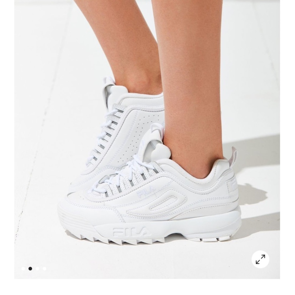 White on white Fila disruptor ii size 7.